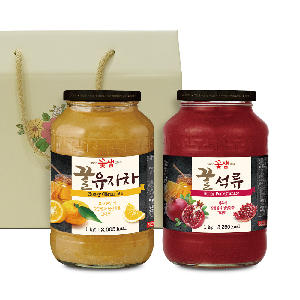 차예마을 유자 석류 꿀 과일 청 2종 선물세트 설 설날 명절