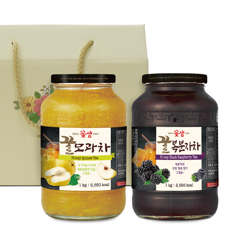 차예마을 모과 복분자 꿀 과일 청 2종 차선물세트 추석 명절